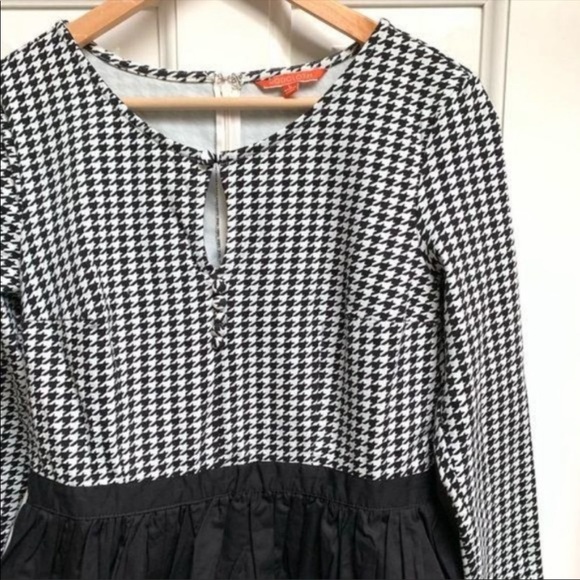 NEW ModCloth Black & White Long sleeve houndstooth-printed Dress Sz S& M - Picture 5 of 7